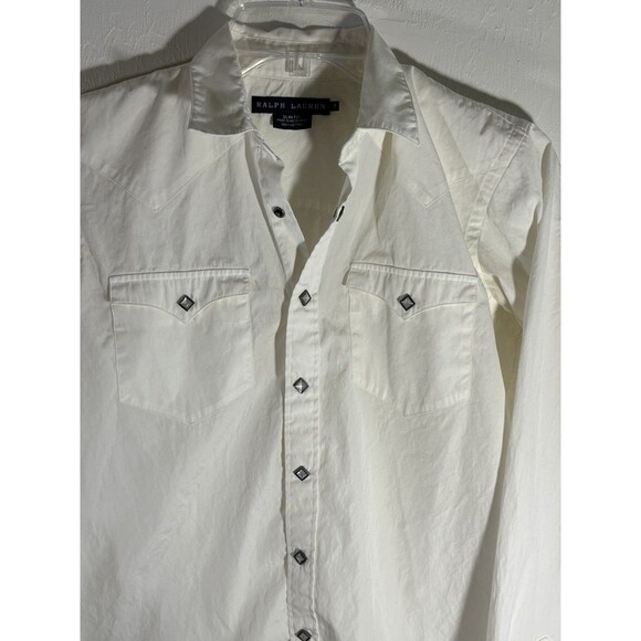 Ralph Lauren Women’s Slim Fit Sz 4 Western White Rhinestone Snap Shirt Ret. $225 - Picture 1 of 10